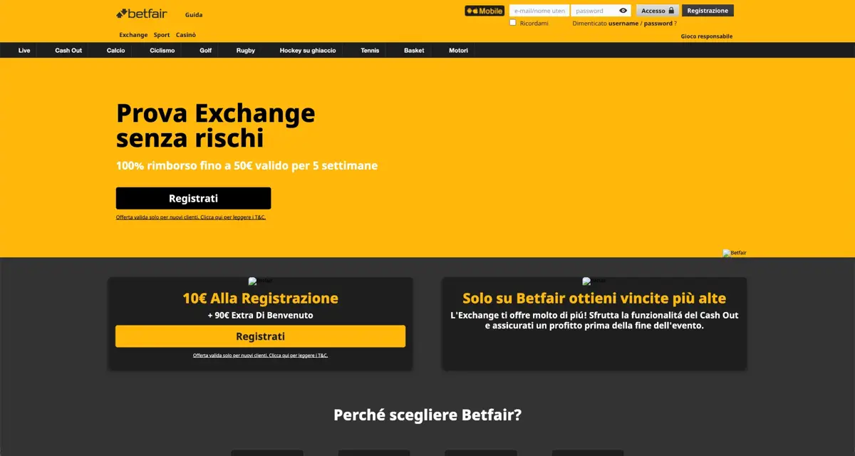 Schermata del casinò Betfair